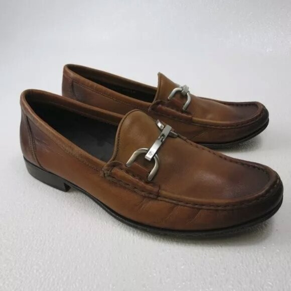 Donald J. Pliner Nadim Horse Bit Leather Loafers Shoes Men's Footwear Sz 7.5 M - Picture 1 of 7